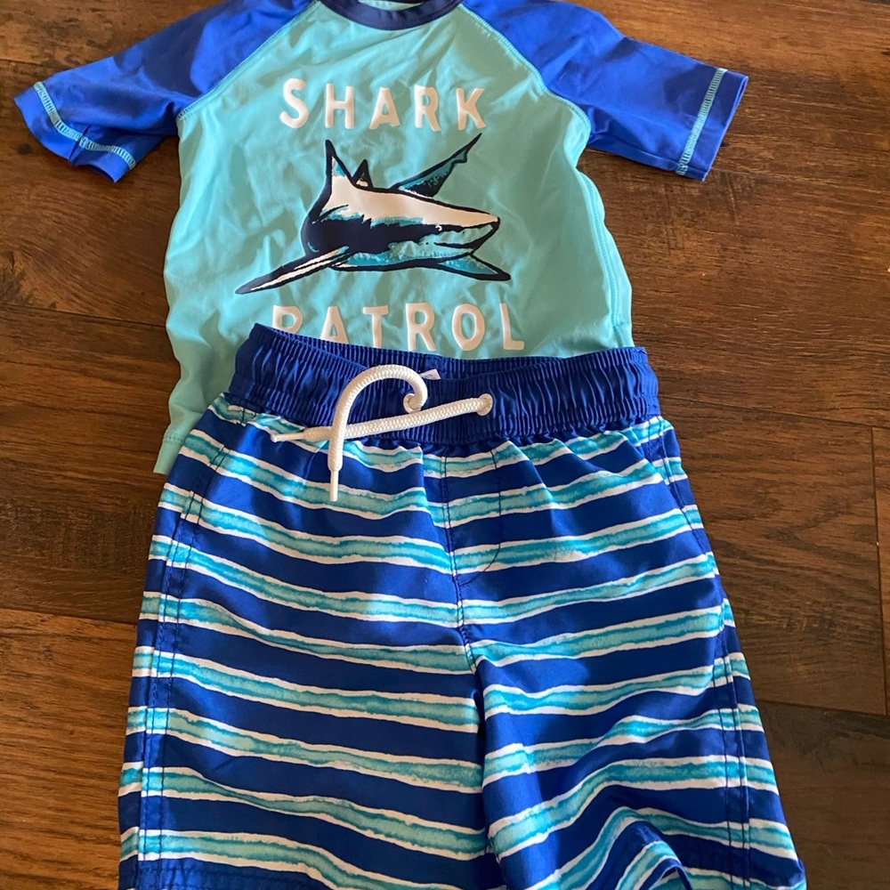 Old navy swim top and lands end bathing suit 2t